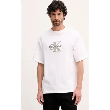 Pánské tričko Bavlněné tričko Calvin Klein Jeans LV04RE815G béžová 01B, vel. S