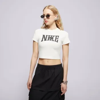 Dámské oblečení Nike Tričko W Nsw Slim Crop Tee Street Krémová M