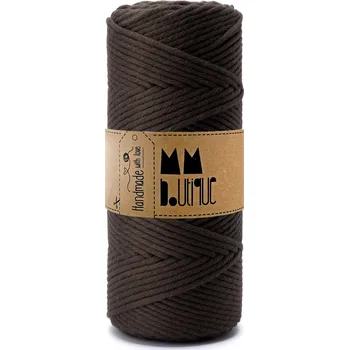 Příze MMboutique bavlněná šňůra na macramé Single twist 3mm 100m Chocolate