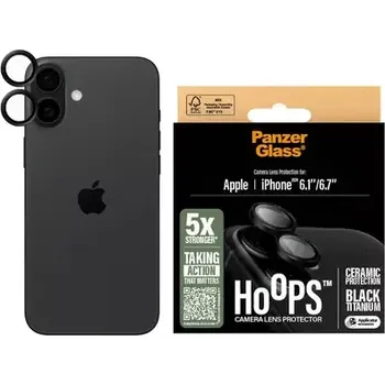 PanzerGlass Hoops Ceramic Apple iPhone 16/16 Plus ochranné kroužky pro čočky fotoaparátu - černý titan (1281)