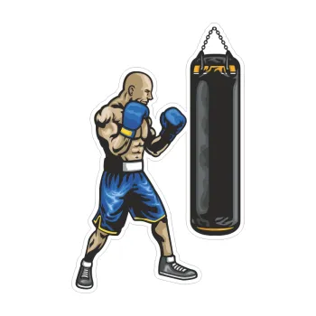 Polep vozidla SAMOLEPKA Barevný boxer 001 pravá s boxovacím pytlem (9,6 x 15) NA AUTO, NÁLEPKA, FÓLIE, POLEP, TUNING, VLASTNÍ TEXT, TISK, AUTOSAMOLEPKY.cz, POLEPY, OBRÁZEK, LOGO, SAMOLEPKY