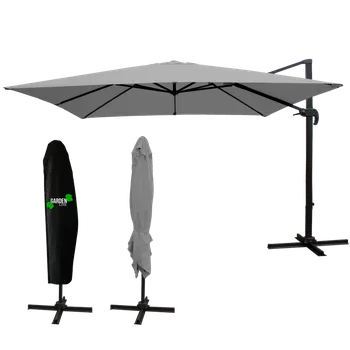 Slunečník ZAHRADNÍ SLUTEČNÍK 'ROMA' 3 x 3 M ŠEDÝ S KRYTEM *5392