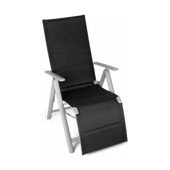 Zahradní židle G-8465, čalouněná, s podnožkou, skládací, černá, 57 x 74 x 110 cm - A VANAGE