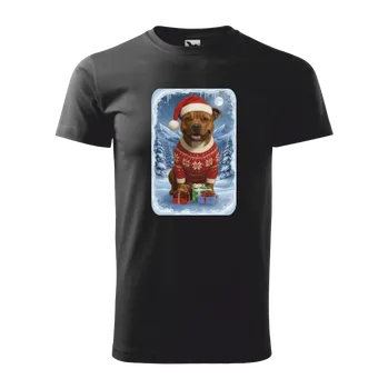 ON-DESIGN Vánoční tričko pánské/dětské Staford pes Velikost: 146 cm/10 let, Barva: černá