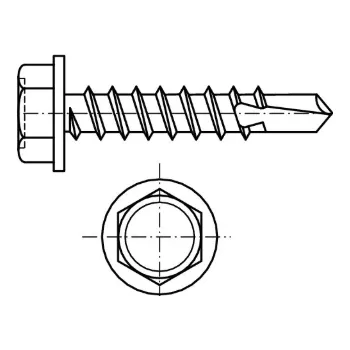 Šroub Šroub TEX samovrtný šestihranná hlava s límcem DIN 7504K m 4.8x 25 zinek bílý
