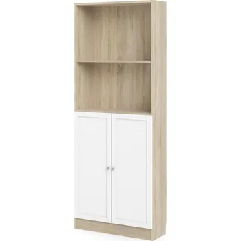 Šatní skříň Skříň Bask 79 x 28,3 x 203,2 cm, dveře dřevo, dub sonoma / bílá