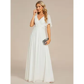 Dámské šaty Skladané šaty pre družičky s výstrihom do V Barva: Krémová, Velikost: 6XL