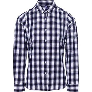 Dámská košile Premier Workwear Dámská bavlněná košile Mulligan Check s dlouhým rukávem Barva: white, Velikost: M G_PW350