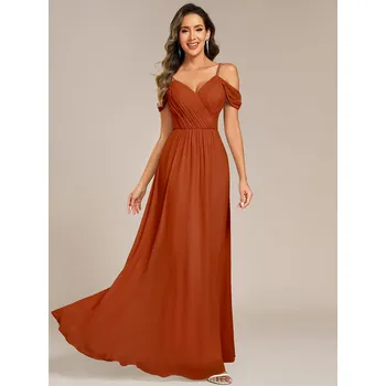 Dámské šaty Šaty pro družičky s krátkým rukávem a výstřihem do V Barva: Oranžová, Velikost: XL