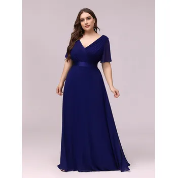 Dámské šaty Plesové a svatební šaty s výstřihem do V Barva: Modrá, Velikost: 5XL