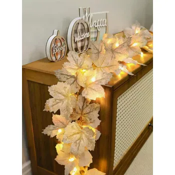 Lucerna LED světelný řetěz - Javorové listy 3m (světlé)