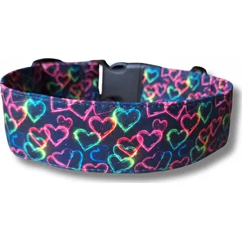 Obojek pro psa Softshellový obojek pro psa - NEONOVÁ SRDÍČKA, L, 3 cm