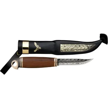 Pracovní nůž Marttiini Eagle Damascus, pevný nůž s koženým pouzdrem 557012W