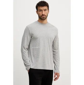 Pánské tričko Bavlněné pyžamové tričko s dlouhým rukávem United Colors of Benetton pánské, šedá barva, s potiskem, 30964M021 90X, vel. S