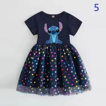 Dívčí šaty Dívčí šaty Lilo & Stitch - modré se srdíčky Motiv: 5, Velikost: 140
