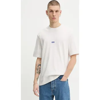 Pánské oblečení Bavlněné tričko Hugo Blue Nieros 50509991 béžová 01A, vel. XL