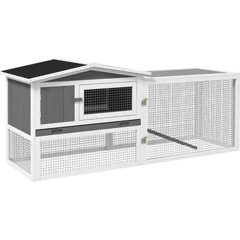 PawHut Dřevěná králíkárna Mosi, 1560 x 580 x 680 mm