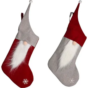 Vánoční dekorace LAALU Vánoční dekorace - ponožky se santou, 40 cm, 2 ks