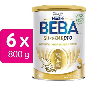 Dětská výživa BEBA SUPREMEpro 3, 6 HMO, mléko pro malé děti, 6× 800 g