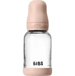 BIBS Baby Glass Bottle Silicone antikoliková láhev se silikonovým pítkem Blush 120 ml