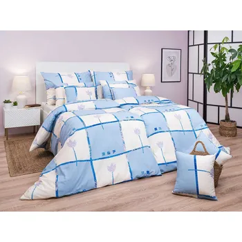 Povlečení DADKA VRACOV Povlečení bavlna Tulipán světle modrý 140x200, 70x90 cm