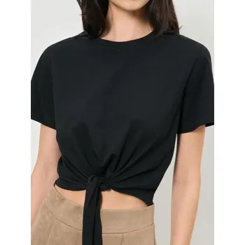 Sinsay - Tričko zavazované v pase - černá - 750IN-99X - 750IN-99X-S