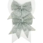 Mašle vánoční stříbrná s kamínky 2ks, 12cm