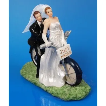 Figurka PARIS DEKORACE Svatební figurky ženich a nevěsta na motorce, D-PF24