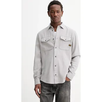 Pánská košile Bavlněná košile G-Star Marine Slim pánská, zelená barva, regular, s klasickým límcem, D24963-D454 D24963.D454 09A, vel. XL