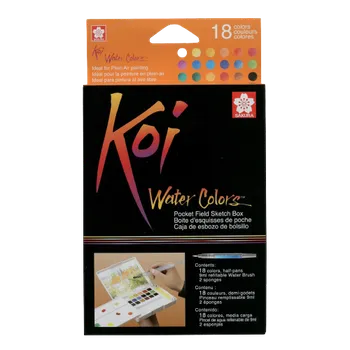 Vodová barva Sketch box s akvarelovými barvami Sakura Koi - 18 ks