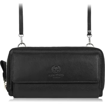 Kabelka Paolo Peruzzi Dámská kožená kabelka přes rameno nebo peněženka Peruzzi; černá