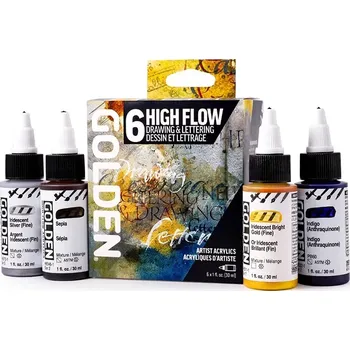 Kosmetická sada GOLDEN Akrylová sada High Flow Drawing & Lettering Set - 6 x 30 ml