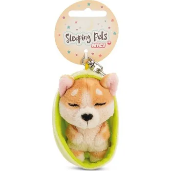 Peněženka NICI klíčenka spící Pejsek Welsh Corgi 12 cm, světle zelený košík, GREEN