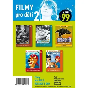 DVD film Filmy pro děti 2. - 5 DVD pošetka (Práče, Pyšná princezna, Dinosauři 1, Sandokan 1, Sandokan 2.) - 5x DVD v balení Kolekce