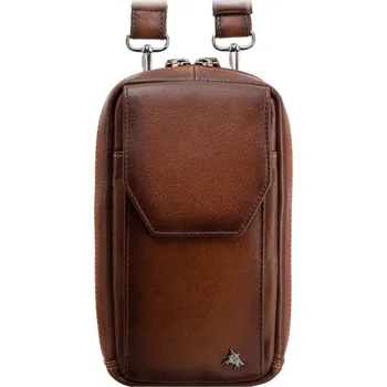 Visconti Hnědá kožená pánská taška AT-45 s nastavitelným popruhem a dvěma vnějšími kapsami
