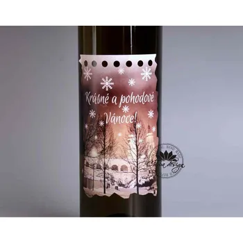 Víno Víno s etiketou - Krásné a pohodové Vánoce víno: Chardonnay - polosuché