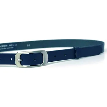 Opasek Tmavě modrý úzký dámský kožený pásek 173-56 75 cm