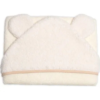 Kojenecká osuška s kapucí a oušky Boucle 80x80cm, froté - smetanová