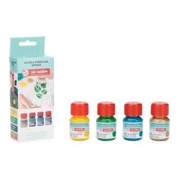 Speciální výtvarná barva Art Creation sada na sklo a porcelán neprůhledná Green Gold - 4x30 ml