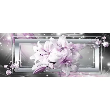 Diamantové malování Diamantové malování - Fialovo bílé lilie v obraze (85 x 45)