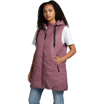 Dámská vesta Dámská zateplená prošívaná vesta s odepínací kapucí BATY Barva: Červená, Velikost: 4XL