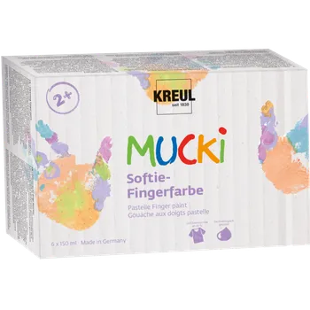 Speciální výtvarná barva KREUL Sada jemných prstových barev MUCKI – 6 x 150 ml