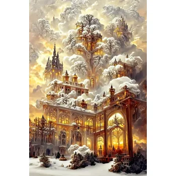 Diamantové malování Diamantové malování - Zimní fantasy hrad (60x80)