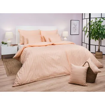 Povlečení DADKA VRACOV Povlečení atlas grádl béžový proužek 2 cm 140x200, 70x90 cm