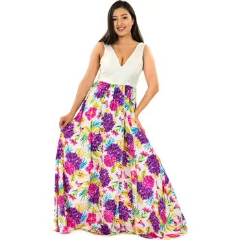 Dámské šaty Himalife Dlouhé maxi šaty Matea - bílé Velikost: S/M