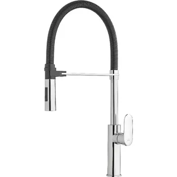 Vodovodní baterie Paffoni Candy - Dřezová baterie s výsuvnou sprškou, chrom/černý mat CA179CRNO