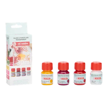 Speciální výtvarná barva Art Creation sada na sklo a porcelán transparentní Pink Frost - 4x30 ml