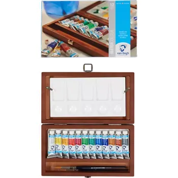 Vodová barva Akvarelové barvy Van Gogh v tubách - dřevěný box 12x10 ml tuby