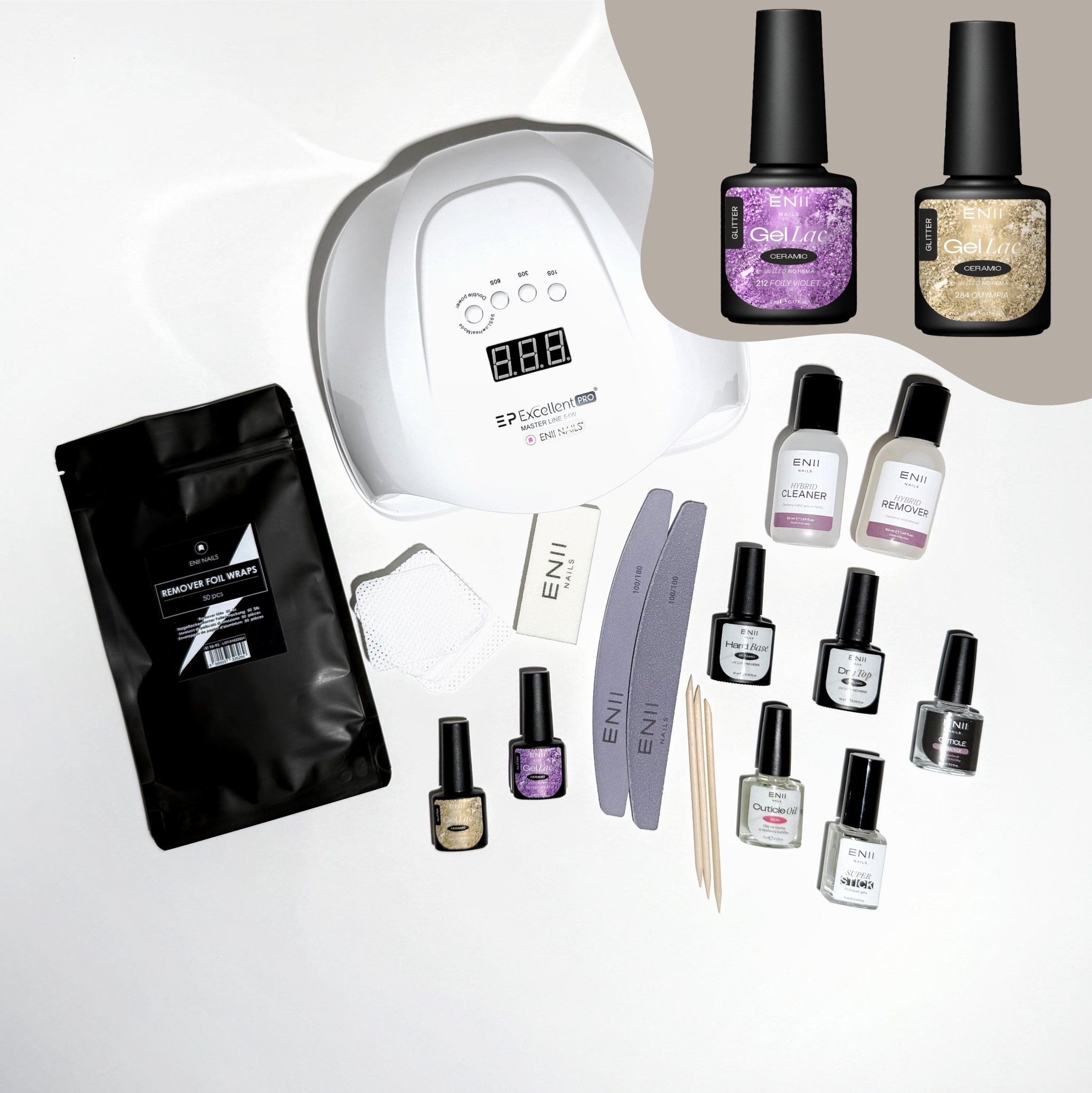 ENII NAILS ENII Gel Lak Sada AMAZING s lampou 54W - Glitter