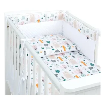 Dětský pokoj Mantinel s povlečením do postýlky, 3D sada, Animal minky, 135x100 cm; bílá; 100 % bavlna